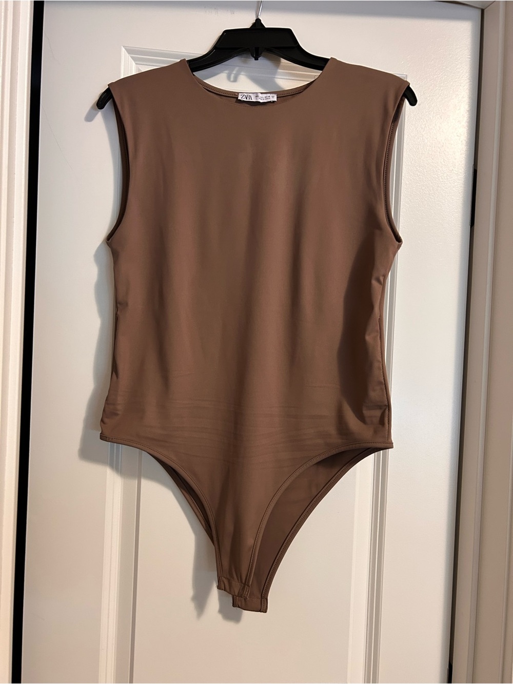 Zara Sleeveless Brown High-Cut Bodysuit
